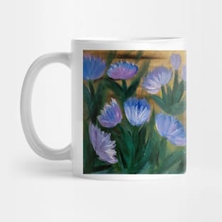 Some abstract wildflowers in purple and blue with tall grass Mug